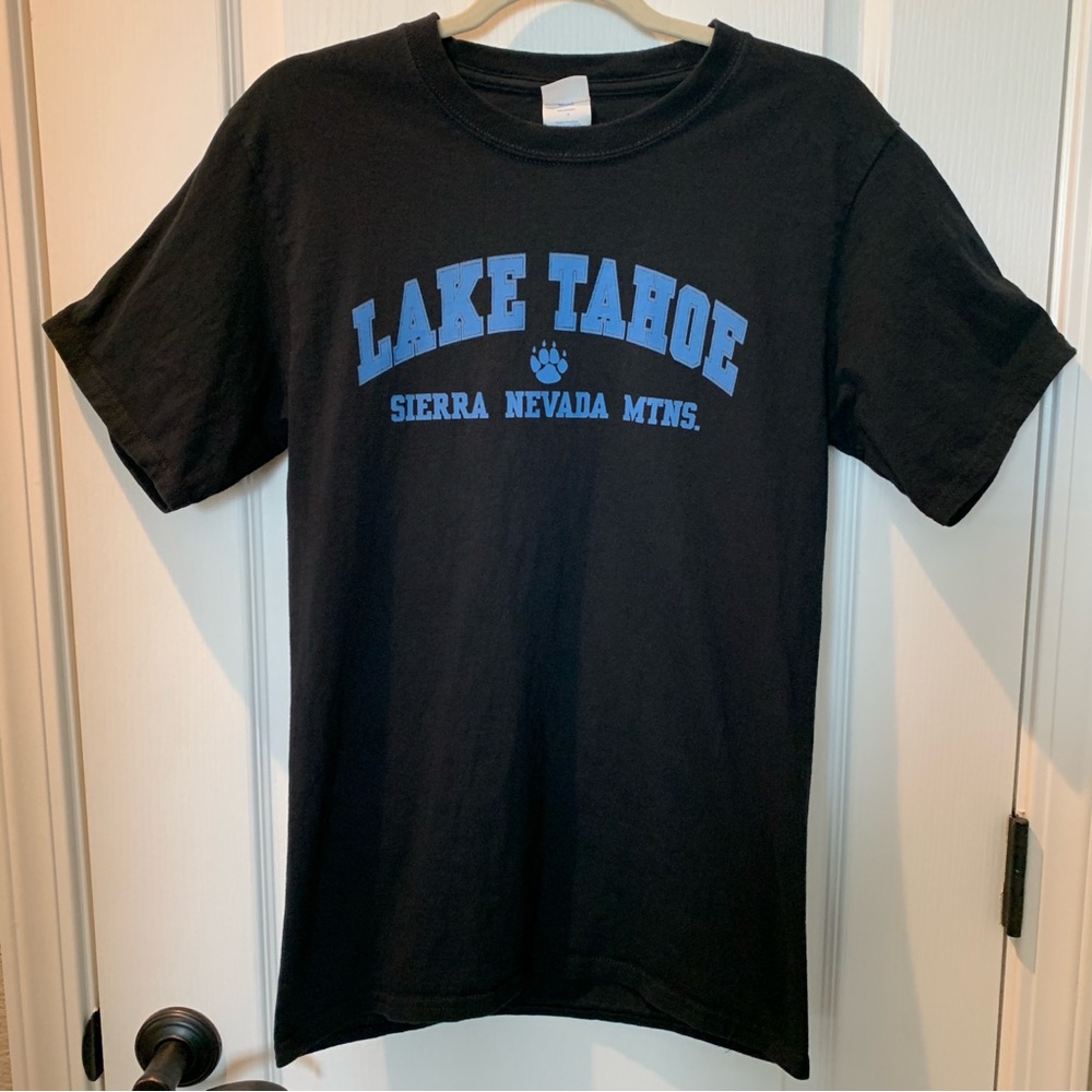 Lake Tahoe Sierra Nevada Mtns. Short Sleeved Graphic T-shirt Black Small - Picture 2 of 8